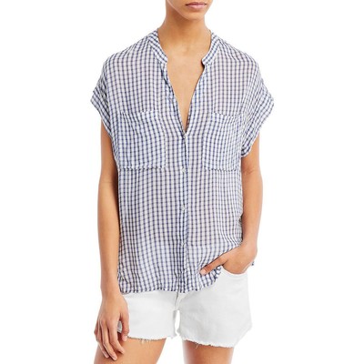 

Женская темно-синяя рубашка с карманами и v-образным вырезом Rails, верхняя блузка на пуговицах  BHFO 6791, Navy gingham