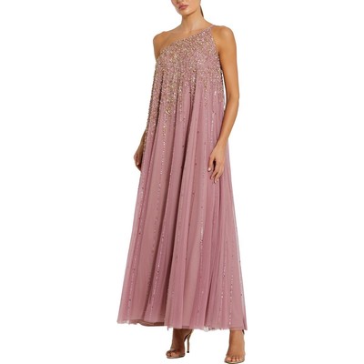 Женское розовое вечернее платье Mac Duggal с украшением на одно плечо, 16 BHFO 1521
