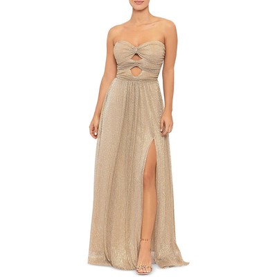 Длинное вечернее платье для особых случаев Aqua Womens Gold Metallic 0 BHFO 6353