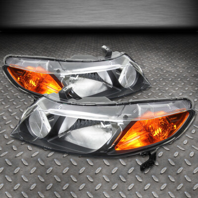 ДЛЯ 06-11 HONDA CIVIC SEDAN PAIR ЧЕРНЫЙ КОРПУС ЯНТАРНЫЙ УГЛОВОЙ ФАР ГОЛОВНОЙ ФОНАРЬ