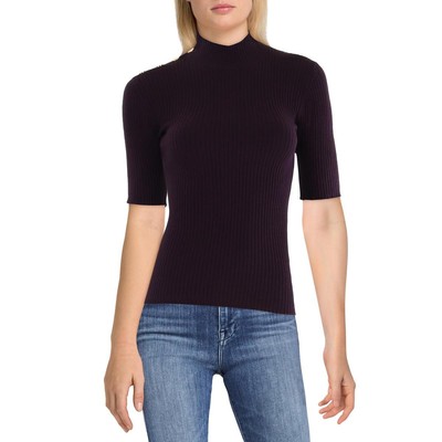 Calvin Klein Womens Purple Ribbed Knit Funnel-Neck Sweater Top S BHFO 9089