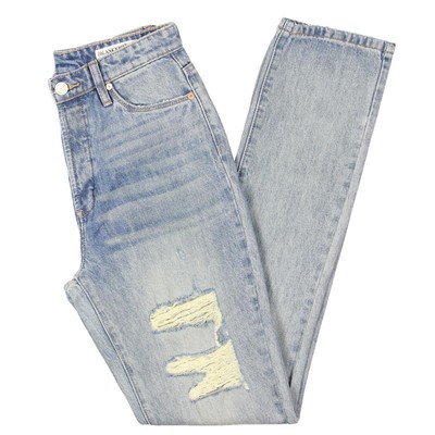 

BLANKNYC] Женские синие джинсы с потертостями и прямыми штанинами  BHFO 2570, Синий