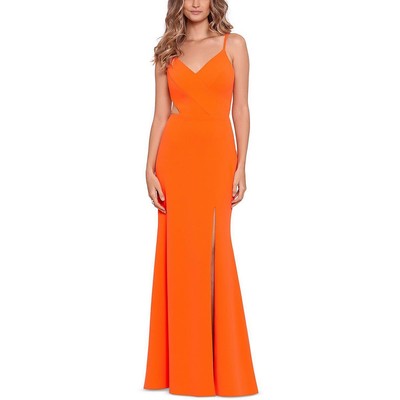 Женское оранжевое длинное вечернее платье Xscape с вырезом лодочкой 0 BHFO 3614