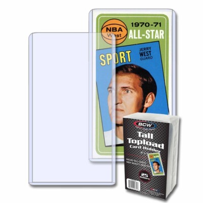 25 BCW Topload Rigid Clear Plastic Holders Tall Trading Cards 3x5 New Pack of 25