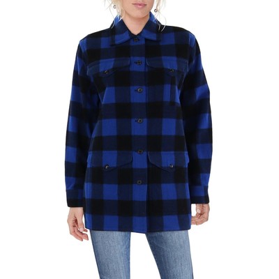 Lauren Ralph Lauren Womens Blue Wool Blend Plaid Button-Down Top 6 BHFO 0019