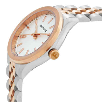 Pre-owned Ferragamo Lady Quartz Silver Dial Two-tone Watch Sfu100323