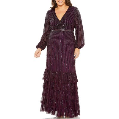 Женское вечернее платье Mac Duggal с фиолетовыми украшениями Gown Plus 20W BHFO 5636