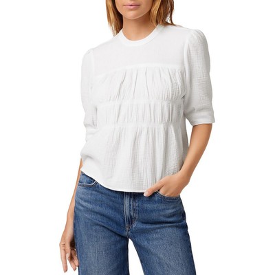 Женская белая блузка-пуловер с круглым вырезом в складку Joes Womens, L BHFO 2496