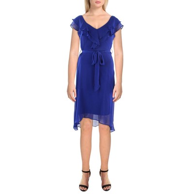 

Женское синее платье миди из телячьей кожи с оборками DKNY Day To Night  BHFO 1212, Berry blue