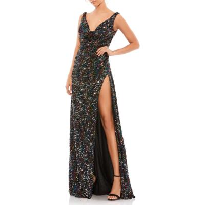 

Ieena for Mac Duggal Женское Черное Вечернее Платье с Пайетками  BHFO 7037, Black multi
