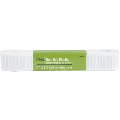 DRITZ Woven Non-Roll Elastic 1'' Wide X 2 1/2 Yards Long - White (9507W)