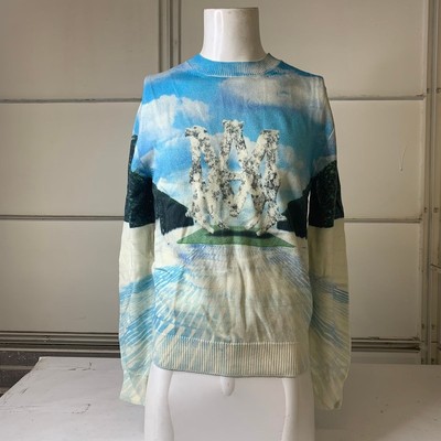 Pre-owned Amiri Printed Runway Logo Sweatshirt Men's Size Medium Blue Multi Graphic Print In Multicolor