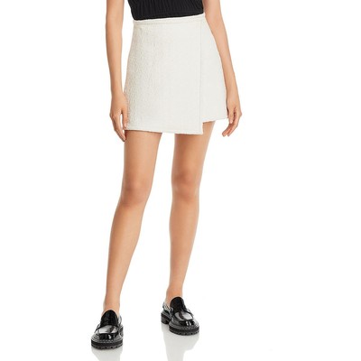 Женская белая мини-юбка с запахом из текстурированного твида Proenza Schouler 6 BHFO 8867