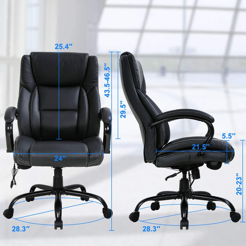 Big & Tall Heavy Duty Executive Chair 500 Lbs Heavyweight Rated Black PU Leather