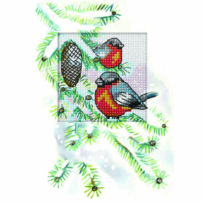 Orchidea Counted Cross Stitch Kit: Greetings Card: Bullfinch