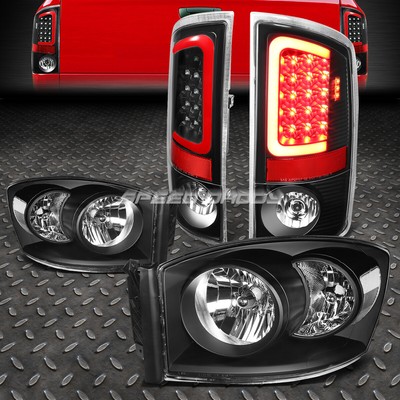 ЧЕРНЫЙ КОРПУС ПРОЗРАЧНОЙ ФАРЫ + ПРОЗРАЧНЫЙ 3D СВЕТОДИОДНЫЙ ЗАДНИЙ СТОП-СИГНАЛ ДЛЯ 07-09 DODGE RAM