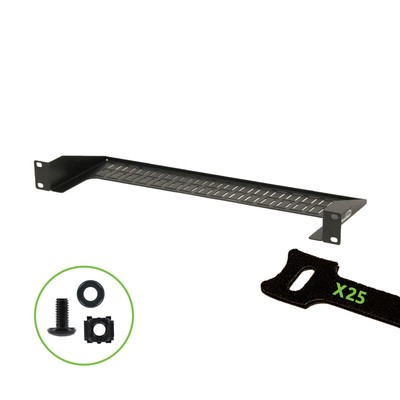 1U Cantilever 19'' Cable Lacing Shelf Cable Management 6'' Deep w/Hook Loop Ties