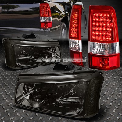 ДЫМЧАТАЯ + ПРОЗРАЧНАЯ УГЛОВАЯ ФАРА + ХРОМИРОВАННЫЙ КРАСНЫЙ СВЕТОДИОДНЫЙ ЗАДНИЙ ФОНАРЬ ДЛЯ 03-07 SILVERADO