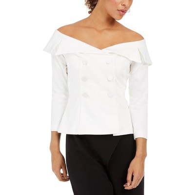 Adrianna Papell Женская двубортная блузка цвета слоновой кости, верхняя рубашка 2 BHFO 3164