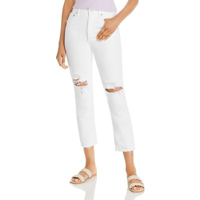 Укороченные джинсы Agolde Womens Riley White из органического хлопка с потертостями 25 BHFO 7505