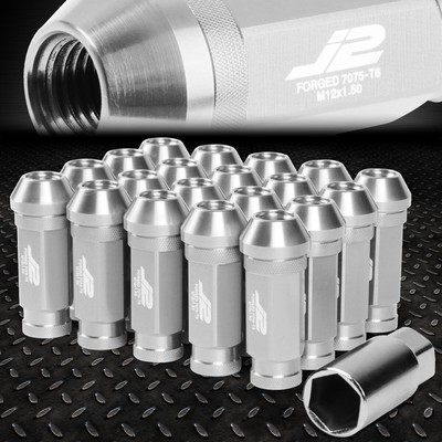 J2 ENGINEERING 7075 АЛЮМИНИЙ M12X1.5 20ШТ 60 ММ ГАЙКА С ОТКРЫТЫМ НАКОНЕЧНИКОМ и ПЕРЕХОДНИКОМ СЕРЕБРИСТОГО ЦВЕТА