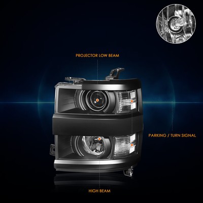 For 15-19 Chevy Silverado 2500HD/3500HD Projector Headlights/Lamps Black/Clear
