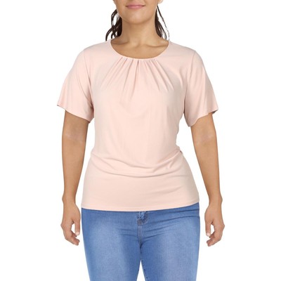 Женская розовая нарядная блузка с плиссированным вырезом Calvin Klein Top Plus 1X BHFO 8541