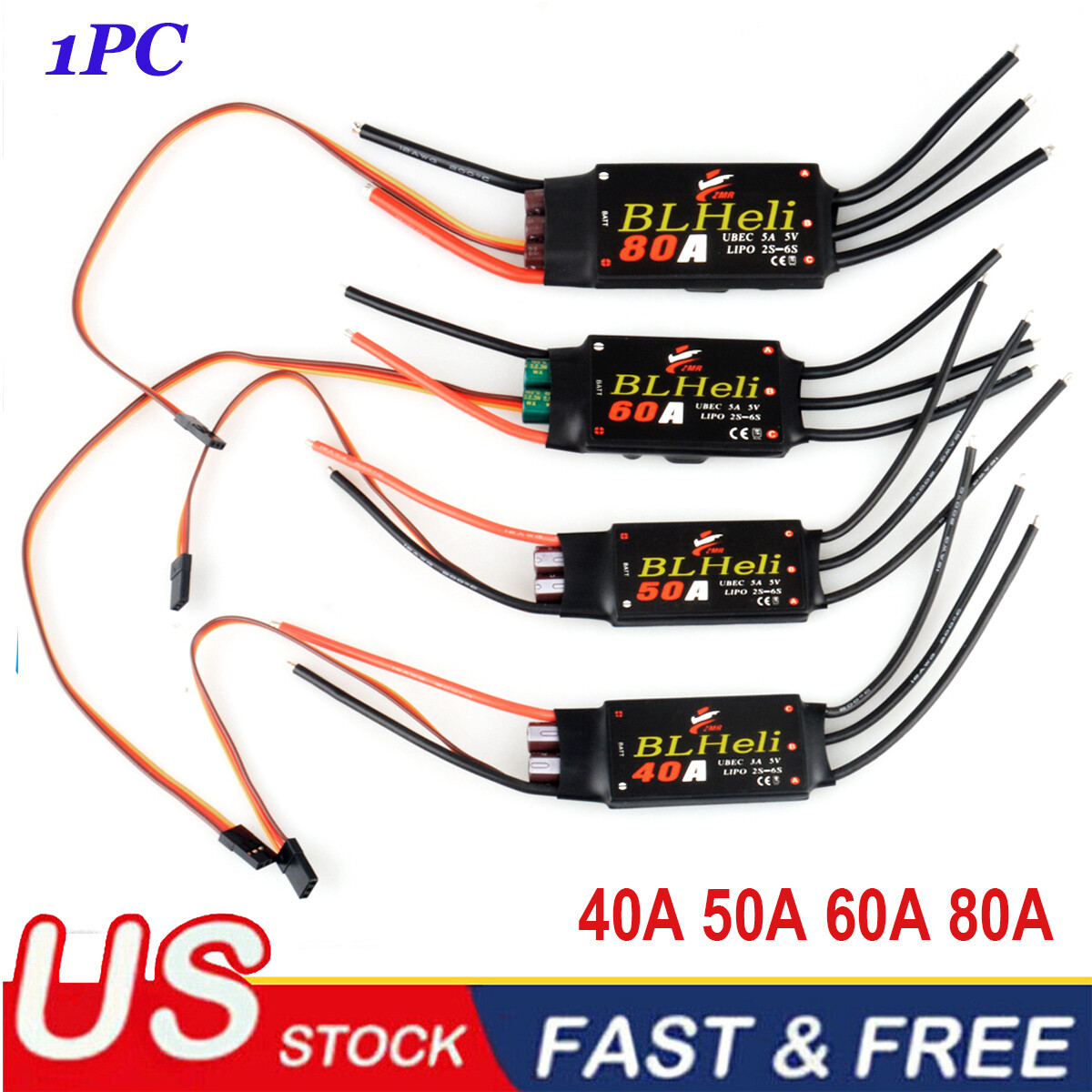 Brushless ESC 80A/50A/60A/40A. Electric Speed Controller For Fixed-wing RC Model