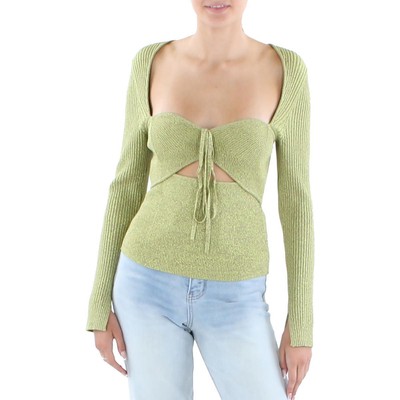 

Женская трикотажная блузка в рубчик с вырезами Jonathan Simkhai, топ BHFO 3955, Moss/lime