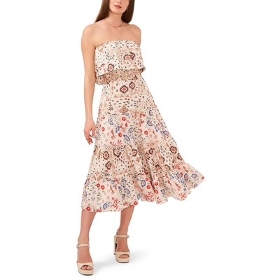 1.Женское бежевое многоярусное макси-платье State Womens с принтом, XL BHFO 0885