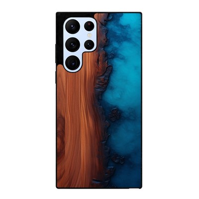 Plastic Case Black Woodgrain blue resin For Samsung Galaxy Z Fold Flip 3