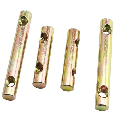 4PCS 2 Holes Cylindrical Barrel Nut Cross Dowels Slotted Nut for Furniture Be...