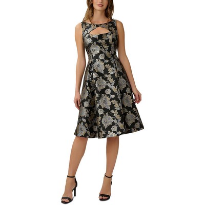 Женское черное вечернее платье до колена с замочной скважиной Adrianna Papell Party Fit & Flare 16 BHFO 7731