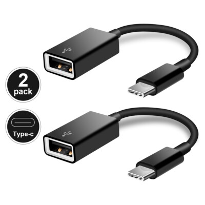 2PACK Type C OTG Cable USB 3.1 Male To USB Type-A Female Adapter Connector