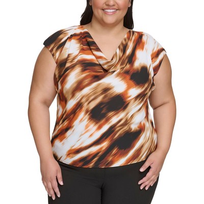 Женский коричневый офисный повседневный пуловер Calvin Klein, верхняя блузка, плюс 3X BHFO 2148