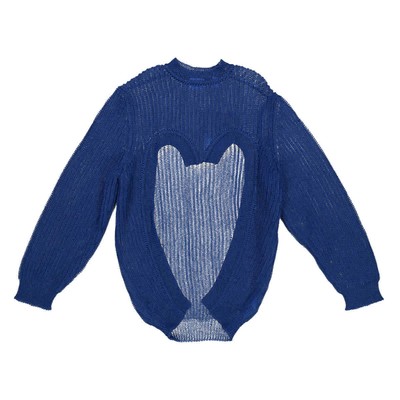 Pre-owned Burberry Ladies Warm Royal Blue Cut-out Knit Technical Reconstructed Sweater,