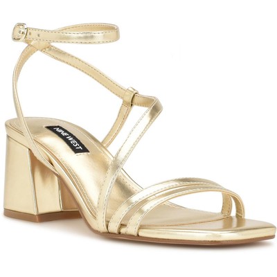 Женские нарядные туфли на блочном каблуке Nine West Georga Gold среднего размера 5,5 (B,M) BHFO 6594