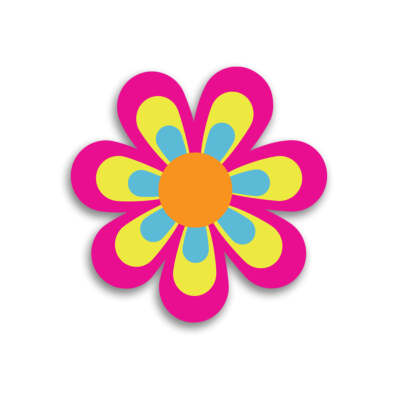 Mod Flower 60s Style Die Cut Vinyl Sticker #2