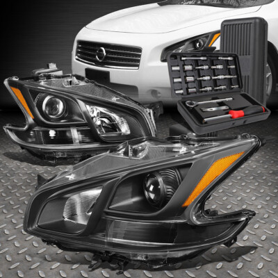 ДЛЯ 09-14 NISSAN MAXIMA ЧЕРНЫЙ КОРПУС, ЯНТАРНАЯ УГЛОВАЯ ФАРА ПРОЕКТОРА + НАБОР ИНСТРУМЕНТОВ