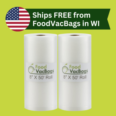 Two 8''X50' Giant Bulk Rolls Food Saver Storage Vacuum Seal Bags by FoodVacBags