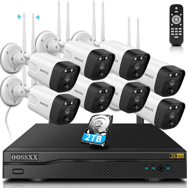 8Pcs 2-Way Audio, Dual Antennas Security Wireless Camera System 2K 1536P WiFi