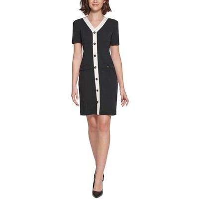Женское мини-платье с V-образным вырезом и пуговицами спереди от Карла Лагерфельда в Париже, 4 BHFO 6952