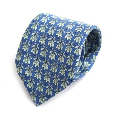 HERMES Tie Cravat Allover Design 100 Silk Navy Men'S Box Included Business