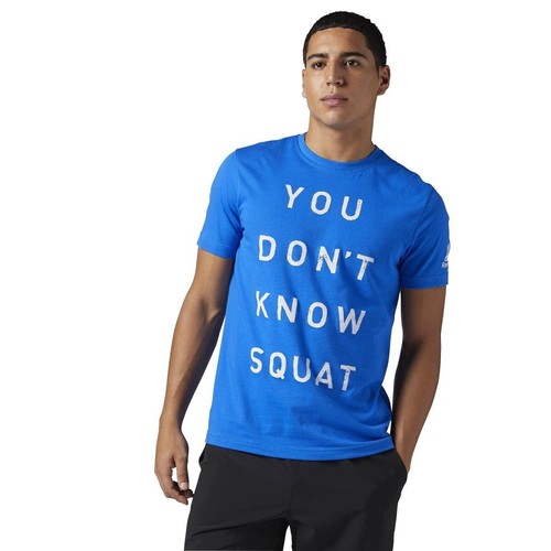 

[BQ8301] Новая мужская футболка REEBOK Crossfit You Don-#39;t Know Squat - синяя, Многоцветный