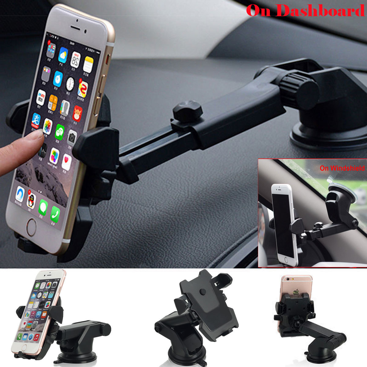 Universal Car Holder Windshield Dash Suction Cup Mount