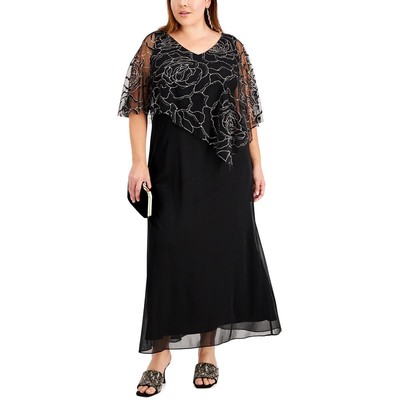 SLNY Женское черное блестящее длинное официальное вечернее платье Gown Plus 18W BHFO 1710