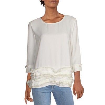 

Женская белая нарядная блузка из крепа с рюшами CQ by CQ  BHFO 7222, Белый