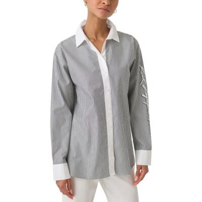 Женская белая рубашка в полоску на пуговицах Karl Lagerfeld Paris XS BHFO 4784