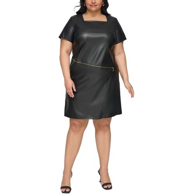 Женское черное платье-футляр из искусственной кожи Calvin Klein Plus 20W BHFO 3476