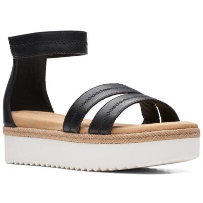 

Женские кожаные сандалии на платформе с ремешком на щиколотке Clarks Lana Glide BHFO 5281, Black leather, Lana Glide